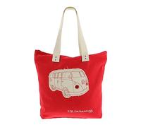 VW Collection - VW T1 Bus Shopper-Tasche Canvas - Umhängetasche, Gr. 35 x 40 x 10 cm, rot/beige (Rot)