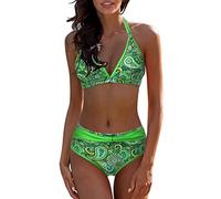 Briskorry 2022 Damen Zweiteilige Tankini Badeanzug Tummy Control Top mit Shorts Zweiteiliger Badeanzug Bikini Frauen Sexy Mit Push Up