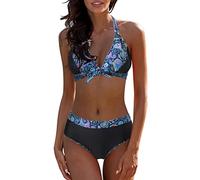 Briskorry 2022 Damen Zweiteilige Tankini Badeanzug Tummy Control Top mit Shorts Zweiteiliger Badeanzug Bikini Frauen Sexy Mit Push Up