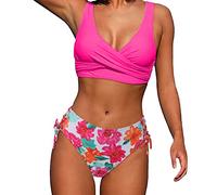 Briskorry 2023 Bikini FüR Mollige Frauen,Badeanzüge Damen Mode Sexy Groß Tie-Dye Gedruckt Split Badeanzug Bikini-Set Bikini Set Blau