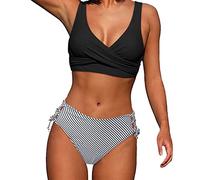 Briskorry 2023 Bikini FüR Mollige Frauen,Badeanzüge Damen Mode Sexy Groß Tie-Dye Gedruckt Split Badeanzug Bikini-Set Bikini Set Blau