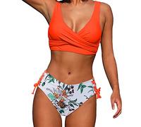 Briskorry 2023 Bikini FüR Mollige Frauen,Badeanzüge Damen Mode Sexy Groß Tie-Dye Gedruckt Split Badeanzug Bikini-Set Bikini Set Blau