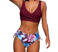 Briskorry 2023 Bikini FüR Mollige Frauen,Badeanzüge Damen Mode Sexy Groß Tie-Dye Gedruckt Split Badeanzug Bikini-Set Bikini Set Blau