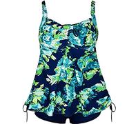 Briskorry Badeanzug Damen Bauchweg Push Up Größe,Tankini Set Zweiteiliger Badeanzug Push Up Bikinis Badeanzug Bauchkontrolle Bikini Zweiteilige Crop Top Gerippte Badebekleidung Strand Wickeloptik