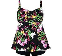 Briskorry Badeanzug Damen Bauchweg Push Up Größe,Tankini Set Zweiteiliger Badeanzug Push Up Bikinis Badeanzug Bauchkontrolle Bikini Zweiteilige Crop Top Gerippte Badebekleidung Strand Wickeloptik