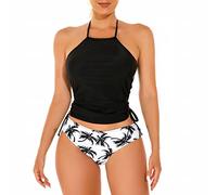 Briskorry Badeanzug Damen Bauchweg, Tankini Damen Sport Badebekleidung Push Up Swimsuit Beachwear Zweiteilig Neckholder Tankini Oberteile mit Shorts Tankini Damen Set Bikini Tank Top Shorts