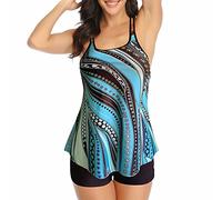 Briskorry Bademode Damen Bauchweg Große Größen,Bikini Schwarz Zweiteiler Sets Push Up Bikinis Badeanzug Bauchkontrolle Bikini Zweiteilige Crop Top Gerippte Farbblock Bademode Strandmode