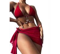 Briskorry Bikinis for Women Halter Top Tie Back Thong Bikini Swimsuit Womens Bathing Suits Triangle 3 Piece Swimwear Bikini Sets