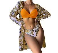 Briskorry Bikinis for Women Halter Top Tie Back Thong Bikini Swimsuit Womens Bathing Suits Triangle 3 Piece Swimwear Bikini Sets