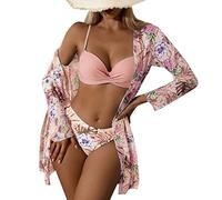 Briskorry Bikinis for Women Halter Top Tie Back Thong Bikini Swimsuit Womens Bathing Suits Triangle 3 Piece Swimwear Bikini Sets