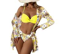 Briskorry Bikinis for Women Halter Top Tie Back Thong Bikini Swimsuit Womens Bathing Suits Triangle 3 Piece Swimwear Bikini Sets
