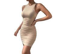 Briskorry Bodycon Partykleid Etuikleid Damen Sexy ärmellos Kleid Tunika Abendkleid für Frauen Festliches Cocktailkleid Knielang Elegant Minikleid Business Schlank Partykleid