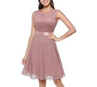 Briskorry Cocktailkleid Damen 50er Jahre Blumenmuster Frabblock Partykleid Hepburn Stil Swing A-Linie Kleid Frauen Hohe Taille Festlich Abendkleid Brautjungfernkleider
