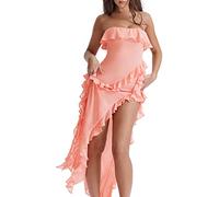Briskorry Damen Abendkleid Lang Spitzenkleid Sexy mit Schlitz,Strandkleid Damen Große Größen Abendkleider für Hochzeit Shirtkleider Strandkleid Freizeit V-Ausschnitt Knopfleiste Kleider Freizeitkleid