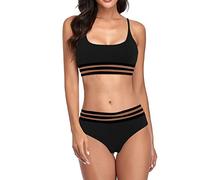 Briskorry Damen Badeanzug Zweiteiliger Hoch Taillierter Damen Häkel Bikini mit V-Ausschnitt Bikini Set