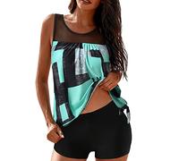 Briskorry Damen Bikini Set Blumendruck Volant Hohe Taille Tankini Set Bademode Badeanzug Große Größen