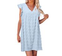 Briskorry Damen Bodycon Kleid Kurz Enges Wickelkleid,Strandkleid Kurz Sommer Festlich Kleider Mädchen Sommerkleider Lockeres Strandkleider Bedruckter Minikleid Festlich Elegant