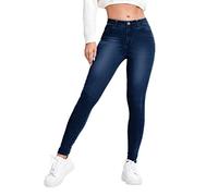 Briskorry Damen Jeanshose Hohe Taille Elegant Jeans Button Down Denim Hose Po Röhrenjeans Stylischer Lang Eng Jeggings
