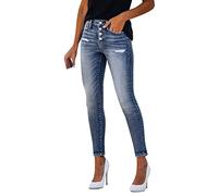 Briskorry Damen Jeanshosen Mit Löchern High Waist Stretch Skinny Jeanshose Für Frauen Sommer Slim Fit Streetwear-Hose Teen Mädchen Jeans Knopf Schlank Hüftheben Denim Pants