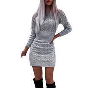 Briskorry Damen Kleider Herbst Winter V-Ausschnitt Solid Langärmliges Pulloverkleid Kurz Bodycon Minikleid Mode Enges Kleid Herbstkleid Partykleid Freizeitkleid für Frauen