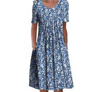 Briskorry Damen Kleider Spitzenkleid Chiffon Cocktailkleid,Sommerkleid Lang Freizeitkleid Shirtkleid Vintage Maxikleid mit Tasche Kleider Flowy Partykleid mit Taschen Hochzeitskleid Ärmellos