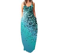 Briskorry Damen Kleider Spitzenkleid Chiffon Cocktailkleid,Sommerkleid Luftig Festlich Kleider Hochzeitsgast Locker Lang Kleider mit Schlitz Damenkleider Elegant Lange Strandkleid Lose Festliches