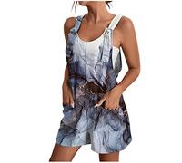 Briskorry Damen Kurz Hosen Overall mit Tasche Latzhose,Overall Elegant Kurz Trägerhose Kurz Overalls Hosenanzug Playsuit Romper Baggy Strampler Locker Bodysuit Regualr Ärmellose Elegante Bodysuit