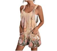 Briskorry Damen Kurz Hosen Overall mit Tasche Latzhose,Overall Elegant Kurz Trägerhose Kurz Overalls Hosenanzug Playsuit Romper Baggy Strampler Locker Bodysuit Regualr Ärmellose Elegante Bodysuit