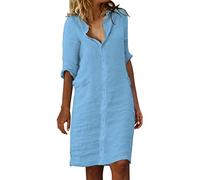 Briskorry Damen Kurzarm Rundhals Kleid Bohemian Blumen,Strandkleid Kurz Sexy Trägerkleid A-Linie Kleid Mini Kleider Leicht Tunika Kleid Kurz Abendkleider Vintage fur Hochzeit