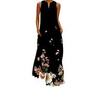 Briskorry Damen Lang Cocktailkleid Elegant für Hochzeit,Sommerkleid Leicht T-Shirt Kleid Große Größen Lässige High Waist Festlich Partykleid Spaghettiträger Lange Kleider Damenkleider Satin Einfarbig