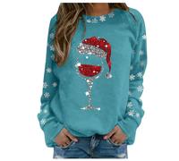 Briskorry Damen Langarm Weihnachtspulli, Sweatshirt Damen, Weihnachtspullis Lustig Ugly Christmas Sweatshirts Long Sleeve Rund Ausschnitt Xmas Sweat Winter Warme Oberteil Shirts Teenager Mädchen