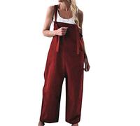 Briskorry Damen Latzhose Sommer Jumpsuit Baggy Oversize Trägerhose Ausgebeult Locker Freizeithose mit Tasche Beiläufig Loose Overalls Romper Ärmellose Strampler Arbeitshose