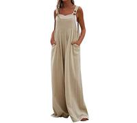 Briskorry Damen Latzhose Sommer Jumpsuit Polka Dot Bedrucktes Rompers ärmellos Riemchen Jumpsuits mit Taschen Weites Bein Overalls Romper Einteilige Strampler Outdoor Trägerhose