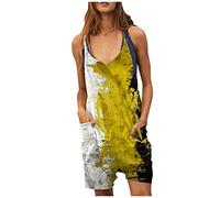 Briskorry Damen Loose Jumpsuit Baggy Oversize Latzhose,Sport Overall kurz Boho Strand Playsuit Einteiler Elegant Strampler Arbeitshose Modisch Kurz Hose Mit Taschen Hosenanzug Locker