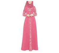 Briskorry Damen Muslim Strickjacke mit Gürtel Einfarbig Islamische Lang Kleid für Frauen Sommer Feierlich Maxikleid Arab Dubai Kleid Kaftan Ramadan Kleider Kaftan Robe