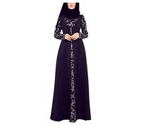 Briskorry Damen Muslim Strickjacke mit Gürtel Einfarbig Islamische Lang Kleid für Frauen Sommer Feierlich Maxikleid Arab Dubai Kleid Kaftan Ramadan Kleider Kaftan Robe