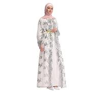 Briskorry Damen Muslim Strickjacke mit Gürtel Einfarbig Islamische Lang Kleid für Frauen Sommer Feierlich Maxikleid Arab Dubai Kleid Kaftan Ramadan Kleider Kaftan Robe