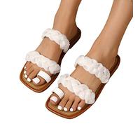 Briskorry Damen Sandalen Lässige Damen Sommer Flache Schuhe Plateau Flat Elegant Römersandalen Pantoletten Peep Toe Flip Flop Schuhe Strandsandalen Anti Rutsch Sandalen