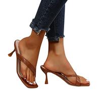 Briskorry Damen Sandalen mit Absatz Fashion Transparent Flip Flops Blockabsatz Sommerschuhe Sommer Hausschuhe Slip On Slippers Sexy Offene Toe High Heels Party Kleid Frauen Schuhe
