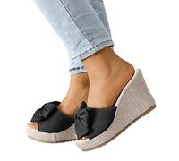 Briskorry Damen Sandalen mit Keilabsatz,Plateau Sommer Strass PU Leder Hausschuhe Sexy Offene Toe Keilsandalen High Heels Sommerschuhe Plattform Strandsandalen Freizeit Vintage Sandalette
