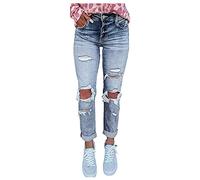 Briskorry Damen Skinny Jeans Stretch Jeanshose Löcher Röhrenjeans Vintage Destroyed Jeggings Frauen Casual Straight Leg Hose Boyfriend Jeans Ripped Denim Hose Bleistifthose