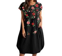 Briskorry Damen Sommer Freizeitkleid Sexy Strandkleid Ärmelloses,Strandkleid Kurz Weiss Sommer Blusenkleider Lose Sommerkleider Lockeres V-Ausschnitt Etuikleid Festkleider Vintage lässig Leicht