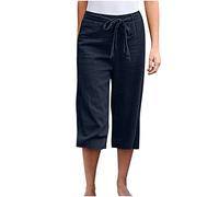 Briskorry Damen Sommerhosen 7/8 Länge Einfarbig Freizeithose Weich Bequem Loose Strandhose Jogginghose Female Hose Loose Fit Haremshose Mit Kordelzug
