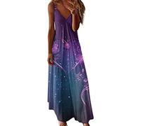Briskorry Damen Sommerkleid Elegant Boho Strandkleid Ärmellos Blumenkleid Sexy Rückenfrei Maxikleid Lässiges Freizeitkleid Lässige Schulterfrei Sommer Strandkleid Freizeit Kleid