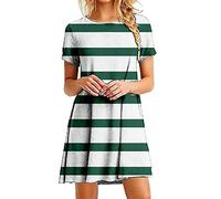 Briskorry Damen Sommerkleid V-Ausschnitt Kurzarm Rüschensaum,Strandkleid Kurz Sommer Trägerkleid A-Linie Kleid Partykleid Festliche Maxikleider Casual Abendkleider Vintage Große Größen