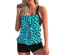 Briskorry Damen Tankini Set Push up Damen Sportlich Tankini Badeanzug Bauchweg Damen Zweiteiler Bademode Set Sport Badeanzüge Damen Tankini Oberteil mit Dreieck Unterhosen