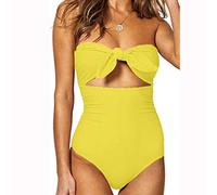 Briskorry Einteiliger Badeanzug für Damen Sexy Bademode Crossover Swimsuit Ties-up Strandmode mit Ausschnitten Frauen Neckholder Bauchweg Schwimmanzug Monokini