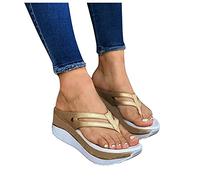 Briskorry Flip Flops Damen Kette Hausschuhe Zehentrenner Peep Toe Pantoletten Slippers Sommer Plateau Strandsandalen Keilsandalen Slides Casual Mode Plattform Schlappen Leicht Sommerschuhe