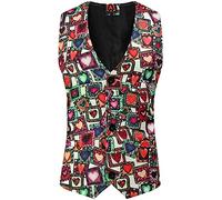 Briskorry Herren Anzugweste mit Bunt Muster, Männer Herringbone Weste Gilet Business Casual Anzug Weste Slim Fit Geschäft Hochzeit Elegant Anzugweste Stil Blazer