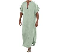 Briskorry Herren Muslim Kaftan mit Reißverschluss Langarm Muslimisches Kleid mit Kapuzen Männer Vertikale Streifen Islamischen Dubai Robe Tuniken Abaya Lose Kandoura